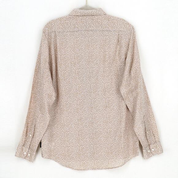 Michael Kors Men's Linen Blend Leaf Print Classic Fit Button Front Shirt Size M - Picture 4 of 4